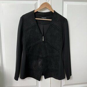 Leo & Ugo Skirt Set Womens Black Faux Suede Western Blazer Pencil Skirt